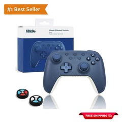 Ergonomic Dark Blue Wireless Controller with Hall Effect Joysticks for Switch 2