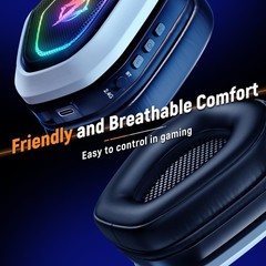 Over-Ear Wireless Gaming Headset – 2.4GHz USB & Bluetooth with Flip Microphone