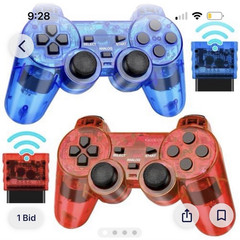 Wireless PS2 Controller 2-Pack Blue/Purple w/ USB Receivers, Vibration