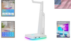 Elegant RGB Headphone Stand with Dual USB Ports – Perfect for Gaming Stations