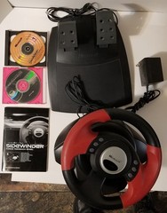 NEW Microsoft Force Feedback Steering Wheel and Pedals w/ software discs manual.