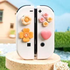 GeekShare Button Caps&Thumb Grips for Nintendo Switch/OLED Heart Flower Silicone