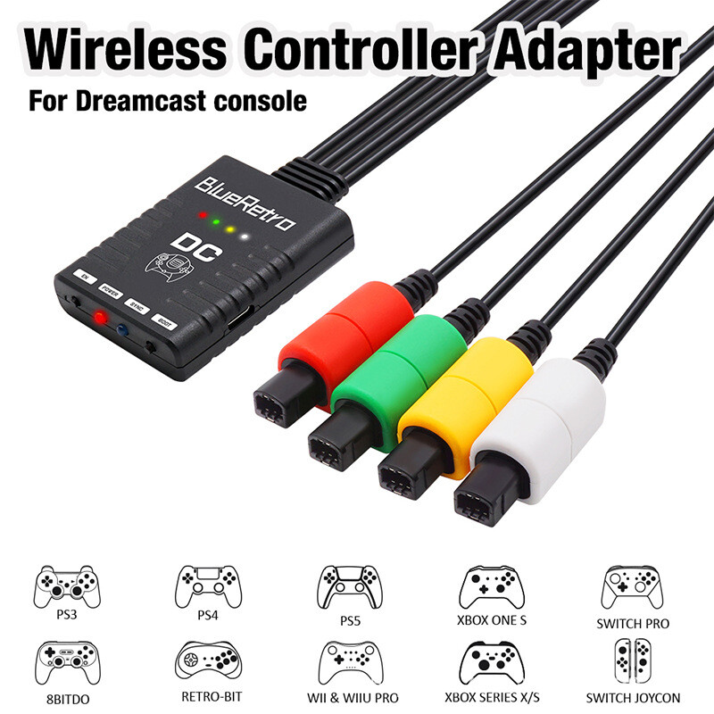 Bluetooth Wireless Gamepad Controller Adapter For Sega Dreamcast Console-Black