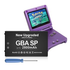 SHENMZ GBA Battery, Upgraded 2800mAh Ultra High Capacity Rechargeable Purple