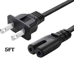 2 Prong Smart TV Power Cord 5FT, AC Power Cable for Samsung LG TCL Hisense