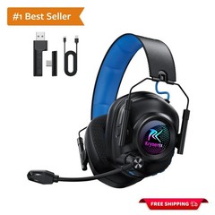 Adjustable Over-Ear Wireless Gaming Headset with 50mm Drivers & 50Hr Playtime