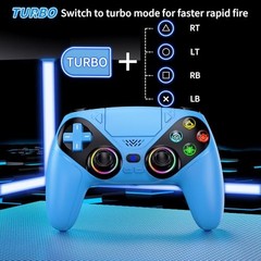 RGB Wireless Controller for PS5/PlayStation 5 PC, Bluetooth Controller BLUE