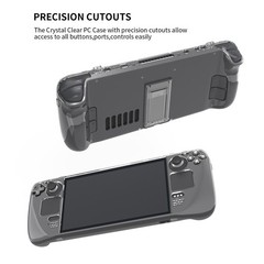Crystal Clear Protective Back Case Shell With Stand for Steam Deck Game Console