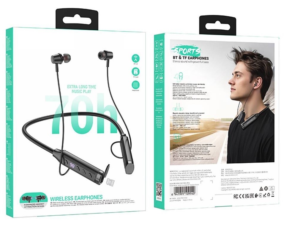 Earbuds Stereo Wireless Sports Earphones in ear Headset (Black)