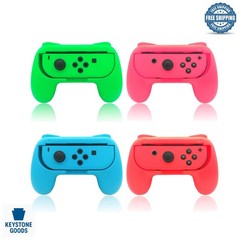 4-Pack Ergonomic Hand Grips for Nintendo Switch Joy-Cons & OLED (Red, Blue, G…
