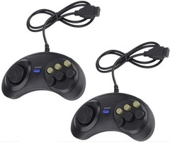 NEW 2Pcs 6 Button Game Pad Controller For SEGA Genesis Black Old School Classic