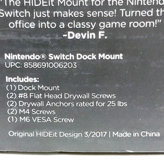 HIDEit Mounts Nintendo Switch Console Dock Wall Mount