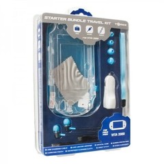 NEW Clear Console Case Shell + Blue Earphones + Charger for PS Vita 2000 #2B