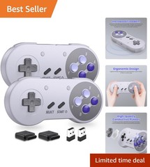 Ergonomic Wireless SNES Controller – Rechargeable, 2 Pack for Gaming Enthusiasts