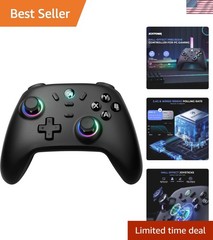 Durable Wireless Gaming Controller: 800mAh Battery & Adjustable Vibration Modes