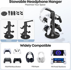 Gaming Controller & Headset Holder Stand for Desk, with Charger Cable Organizer