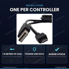PS4 Controller Micro USB Charging Cable 1.5m 3-Pack | PlayStation 4