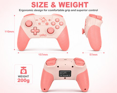 Wireless Pro Controller for Switch OLED Lite Bluetooth USB-C Dual Vibration Pink