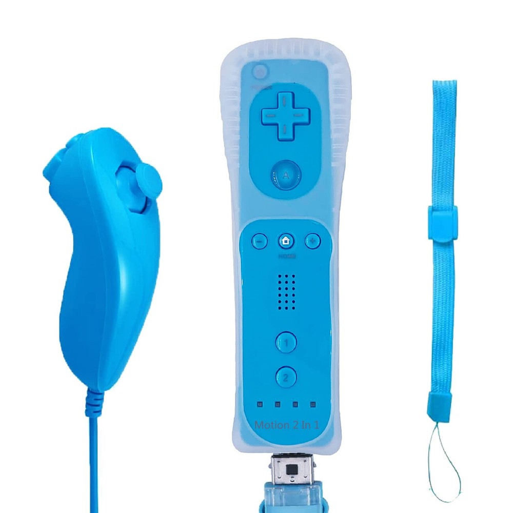 Built in Motion Plus Remote Controller & Nunchuck For Nintendo Wii Wii U + Strap