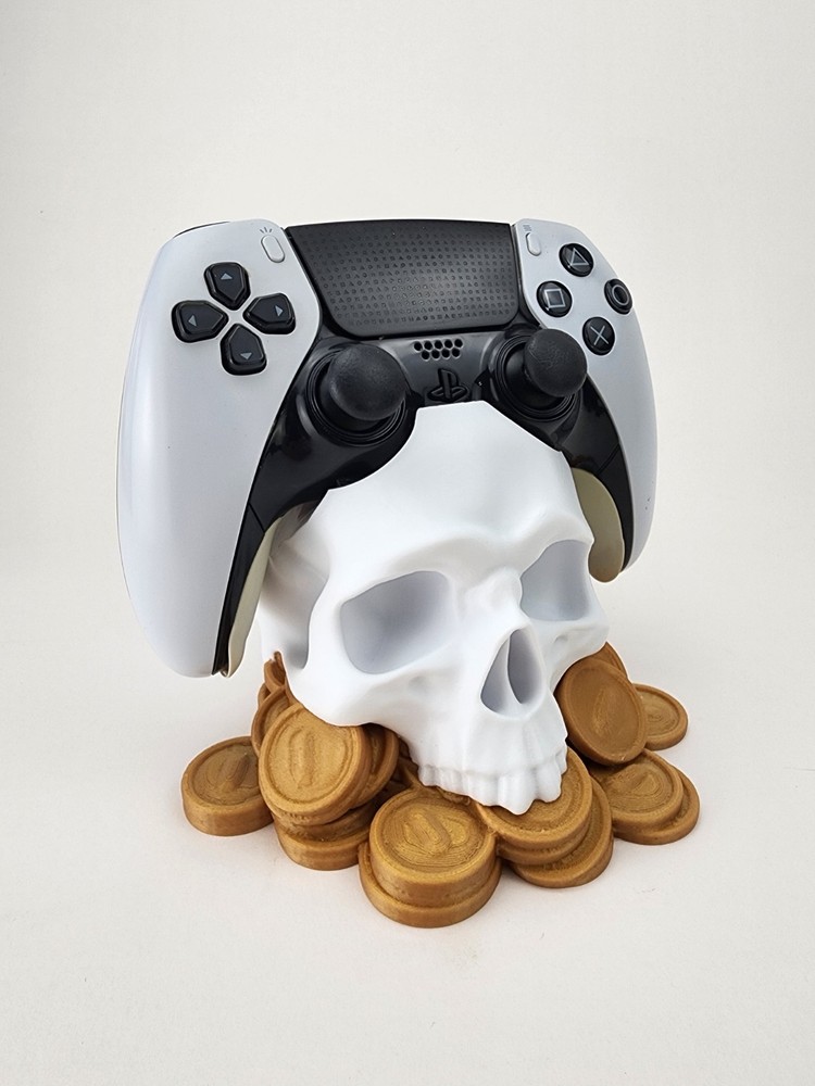 PS5 Skull Controller Stand for DualSense & DualSense Edge • Gaming Desk Display