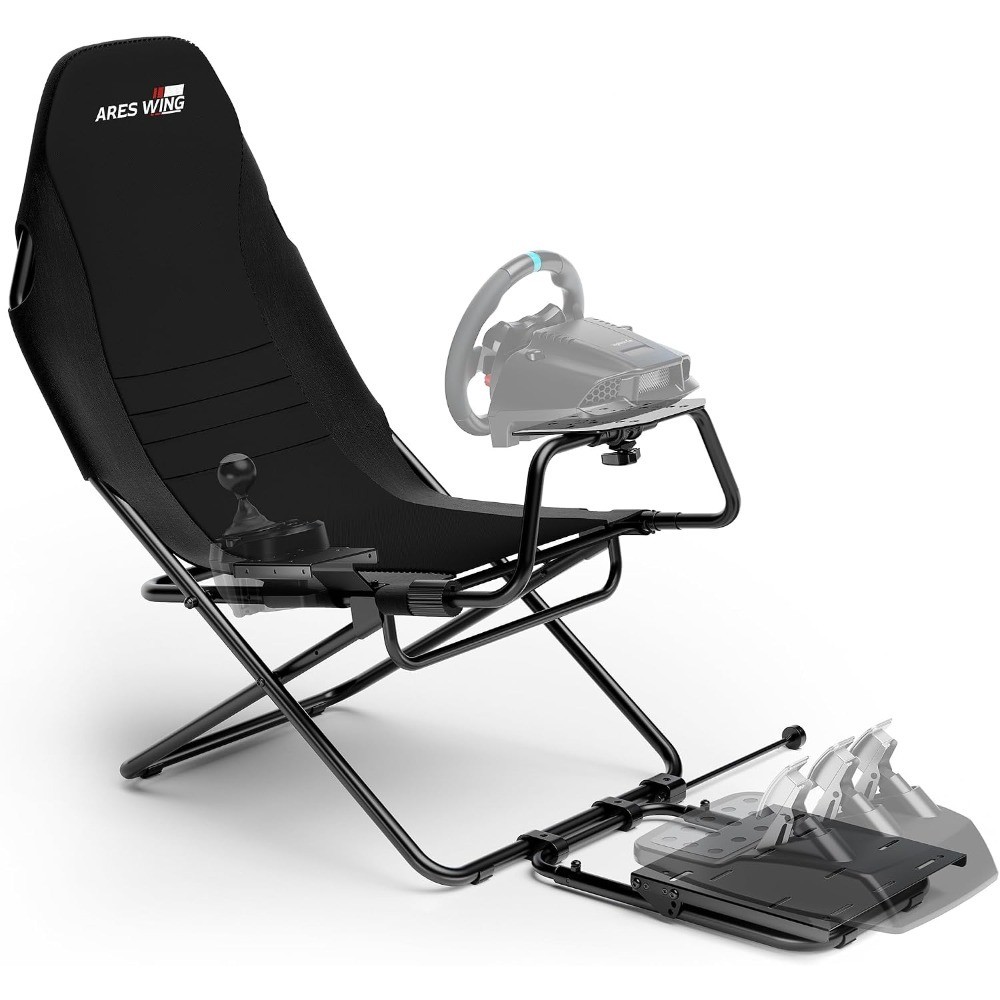 Foldable Racing Simulator Cockpit, Wheel Stand with Seat Space Saving Sim Racing