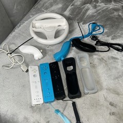 Lot Of 3 Nintendo Wii Controller & Nunchuck Remotes Light Blue Black And White