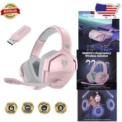 G06 Pink Gaming Headset 2.4GHz Wireless Bluetooth 100Hr Battery PS5/Mobile