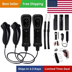 Motion Plus Wii Controllers 2Packs with Nunchucks, Wii Remote Controllers Com…