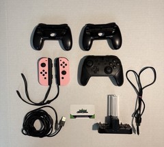 Nintendo Switch Controller Bundle: Pastel Pink Joy-Cons, Pro Controller, & Etc.