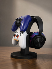 Controller Stand for PS5 & Xbox Controllers, Dual Gamepad and Headset Holder, Ga