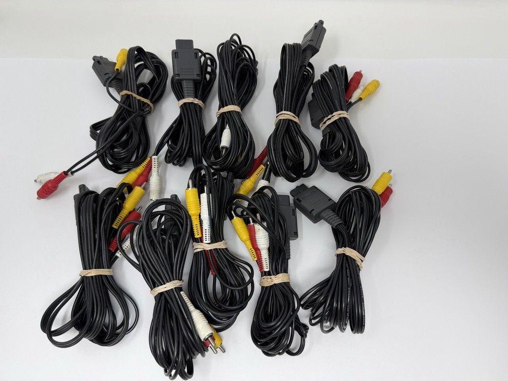 Lot Of 10 OFFICIAL Original OEM MONO SNES N64 Gamecube AV RCA Video Cable