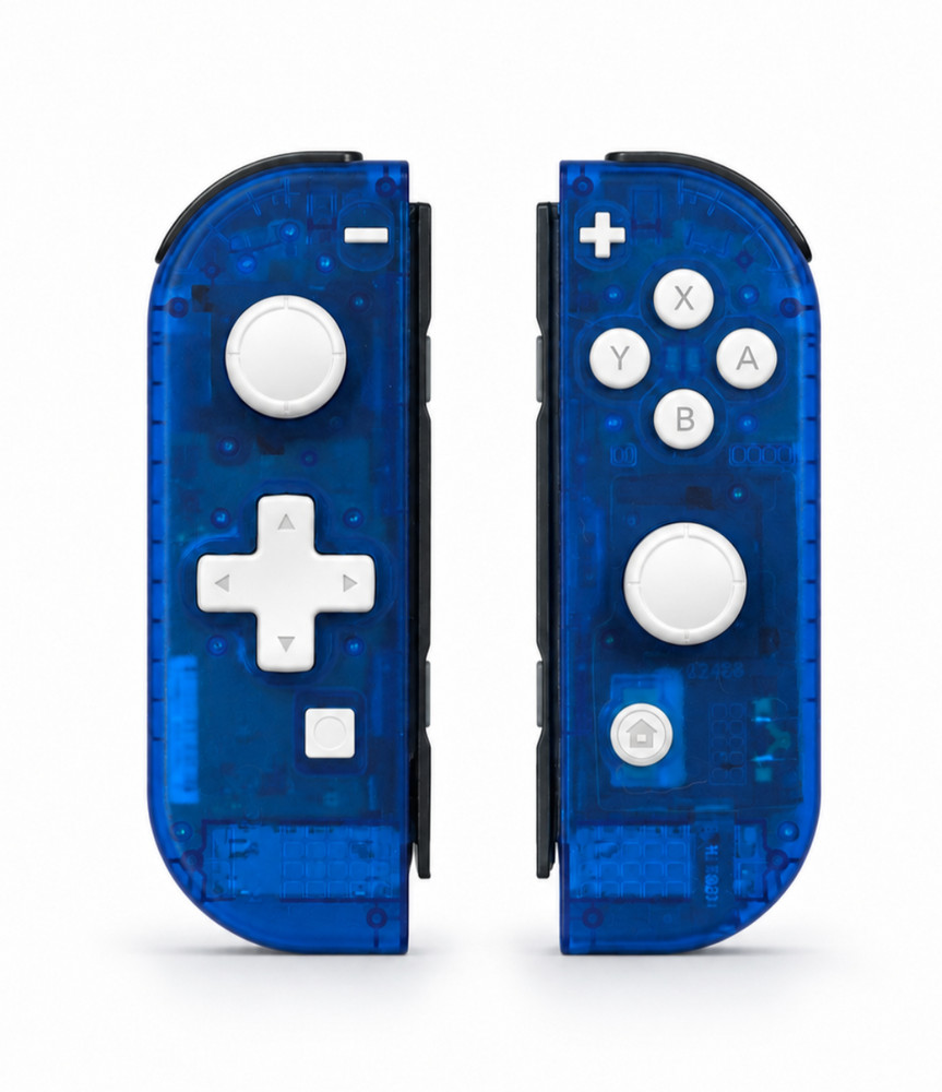Custom Clear Dark Blue D-Pad Nintendo Switch Joy Cons TMR Hall Effect Joysticks
