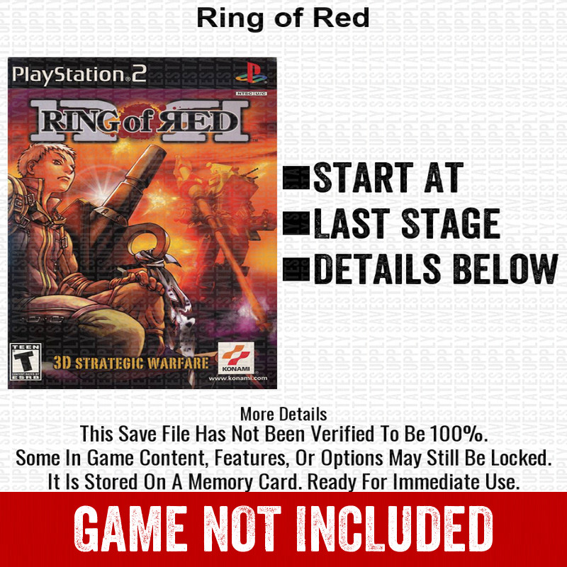 Ring of Red 100% PS2 Memory Card All CHEATS ITEMS