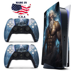 PS5 Disc Version Console & Controller Vinyl Skin Decal Wrap Zeus Lightning