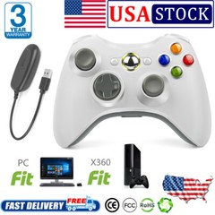 Wireless Controller for PC Windows & Microsoft Xbox 360 USB Dual Vibration White