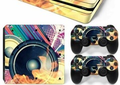 For PS4 Slim Console Skin & 2 Controllers Audio Graphic Vinyl Decal