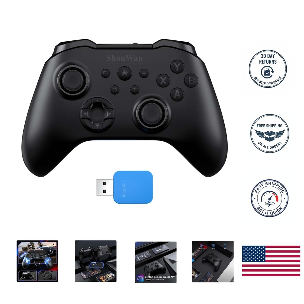 Versatile Wireless Game Controller for PC, Switch, iPhone, and Android – Black