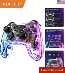 Versatile Bluetooth Gaming Controller: 14 RGB Colors, 6-Axis Gyro, & Turbo Modes