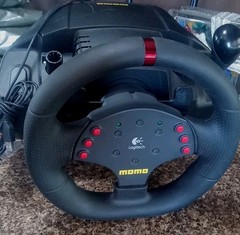 Logitech MOMO Racing Wheel Force Feedback USB Wheel Great Shape Tested Works!
