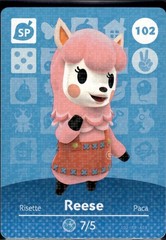 102 Reese Amiibo Card 102 Series 2 Animal Crossing Nintendo Switch NA Region