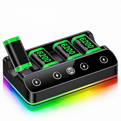 Dual Xbox Series Controller Charging Dock w/4 Rechargeable Battery Pack 6200mWh