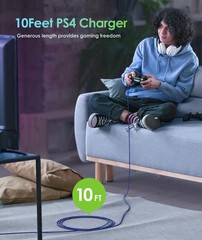 2 Pack 10ft PS4 Controller Charging Cable, PetProof Micro USB Braided Cord Co…