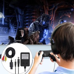 AC Power Supply + Audio Video RCA AV Cable Adapter Cord For Super Nintendo SNES