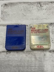 Nuby PlayStation PSX / PS1 Memory Cards Lot of 2 GUC Good Used Condition Vtg