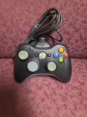 Microsoft Xbox 360 Controller Black Wired- TESTED W/ Extender Cable