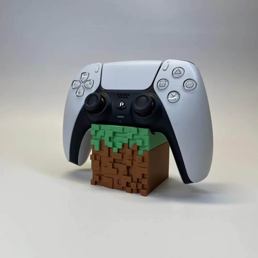 PS5 DualSense Controller Stand Minecraft Grass Block Display Holder Green