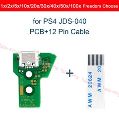 USB Power Charging Port Board+12 pin Cable for For Sony PS4 Controllers JDS-040