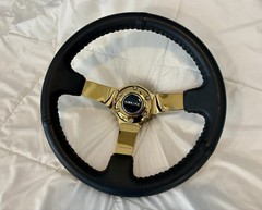 NRG Steering Wheel Deep Dish 350mm Leather w/ MOZA Racing Sim QR for Drifting