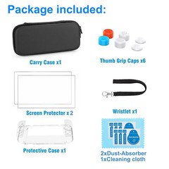 For Nintendo Switch OLED Carrying Case Bag+Shell Cover+Tempered Glass Protector