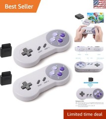 2-Pack 2.4GHz Wireless SNES Controllers with Rechargeable Battery & Ergonomic…